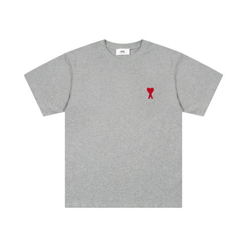 T-shirt Ami Paris Gris Cœur Rouge — image 1