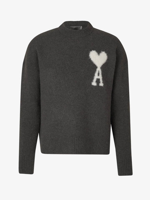 Pull Ami Paris Gris Foncé Blanc — image 1
