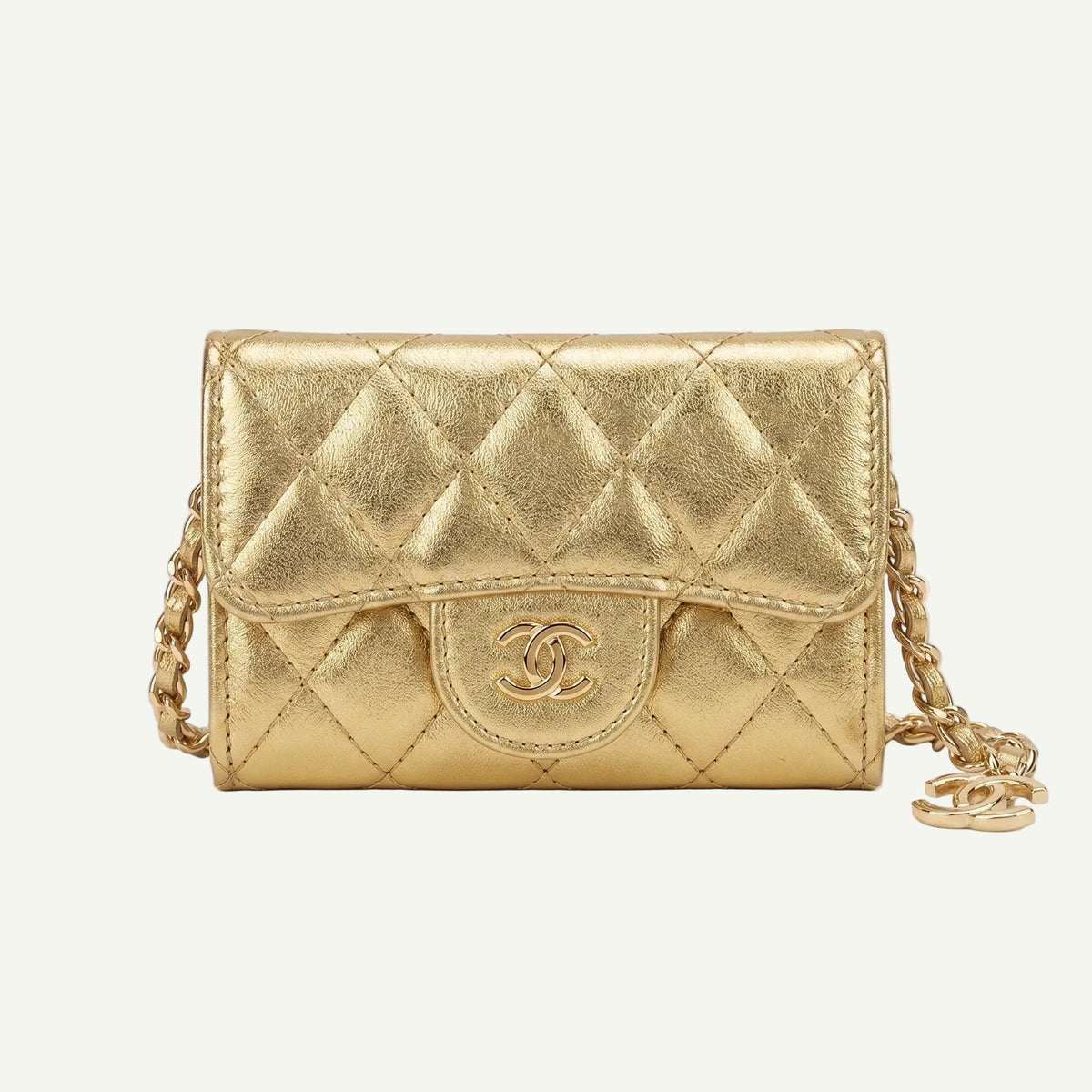 Pochette à Chaîne Matelassée - Doré — image 1