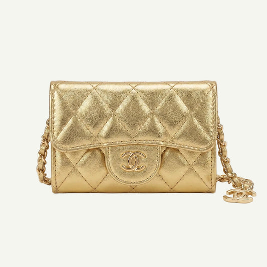 Pochette à Chaîne Matelassée - Doré — image 1