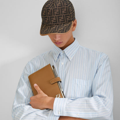Casquette de baseball en tissu jacquard FF brun — image 3