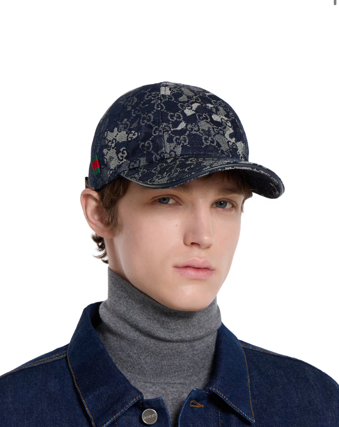 Casquette en denim GG avec détail bande Web — image 3
