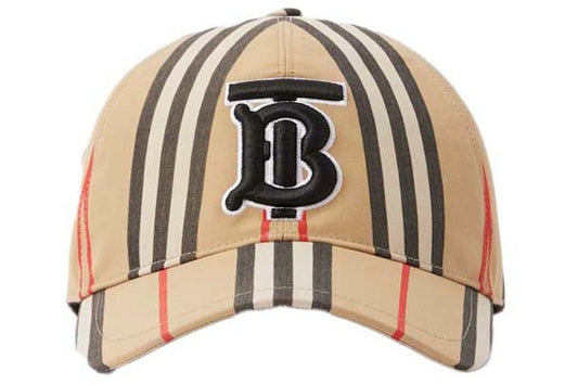 Casquette de baseball coton carreaux traditionnels monogramme beige — image 1