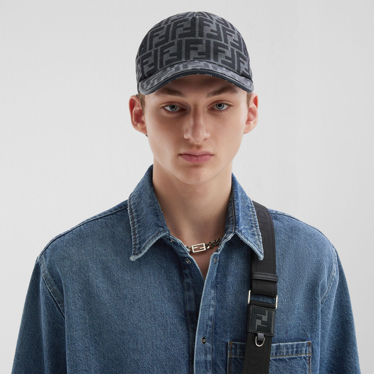 Casquette de baseball en tissu jacquard FF bleu — image 3