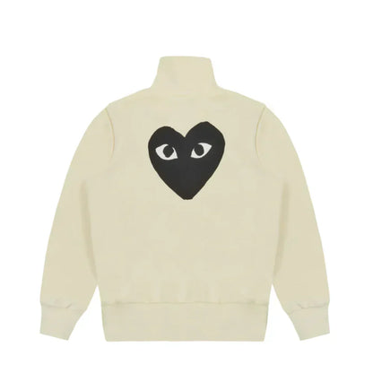 Comme des Garcons Play Big Black Heart Zip Up Sweatshirt Ivory — image 2
