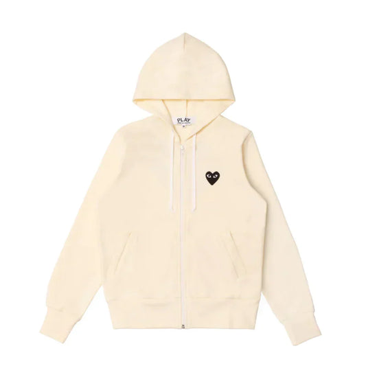 Comme des Garcons Play Big Black Heart Zip Up Hoodie Ivory — image 1