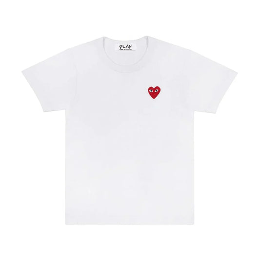 Comme des Garçons Play T-Shirt Red Heart Emblem White — image 1
