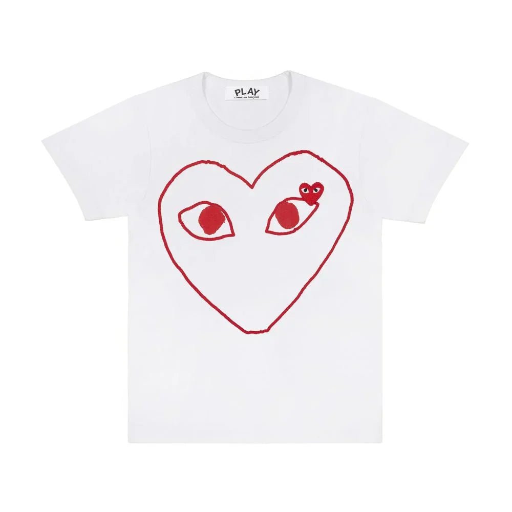 Comme des Garçons Play T-Shirt Sketch Heart Red White — image 1
