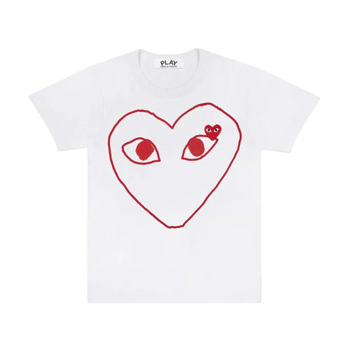 Comme des Garçons Play T-Shirt Sketch Heart Red White — image 1