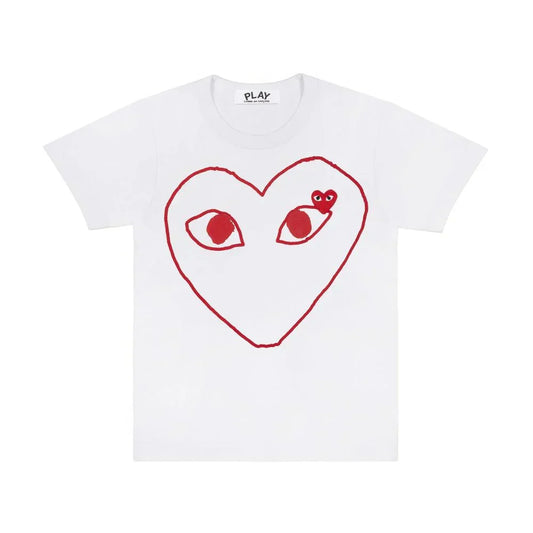 Comme des Garçons Play T-Shirt Sketch Heart Red White — image 1