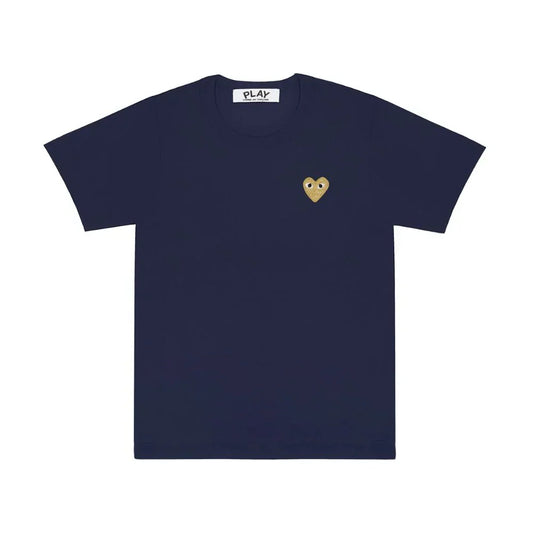 Comme des Garçons Play T-Shirt Gold Heart Emblem Navy — image 1