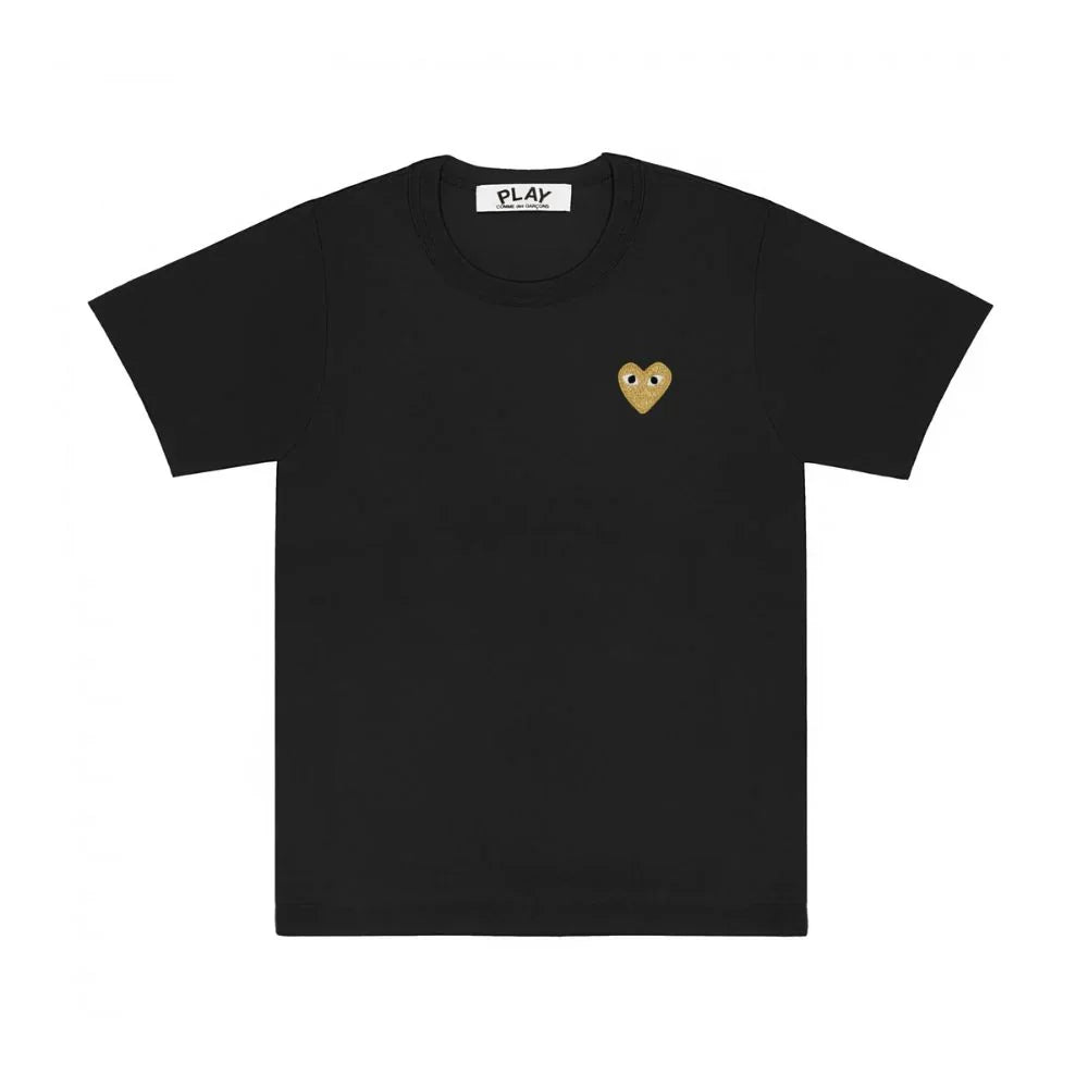 Comme des Garçons Play T-Shirt Gold Heart Emblem Black — image 1
