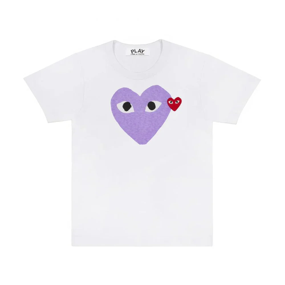 Comme des Garçons Play T-Shirt Purple Heart White — image 1