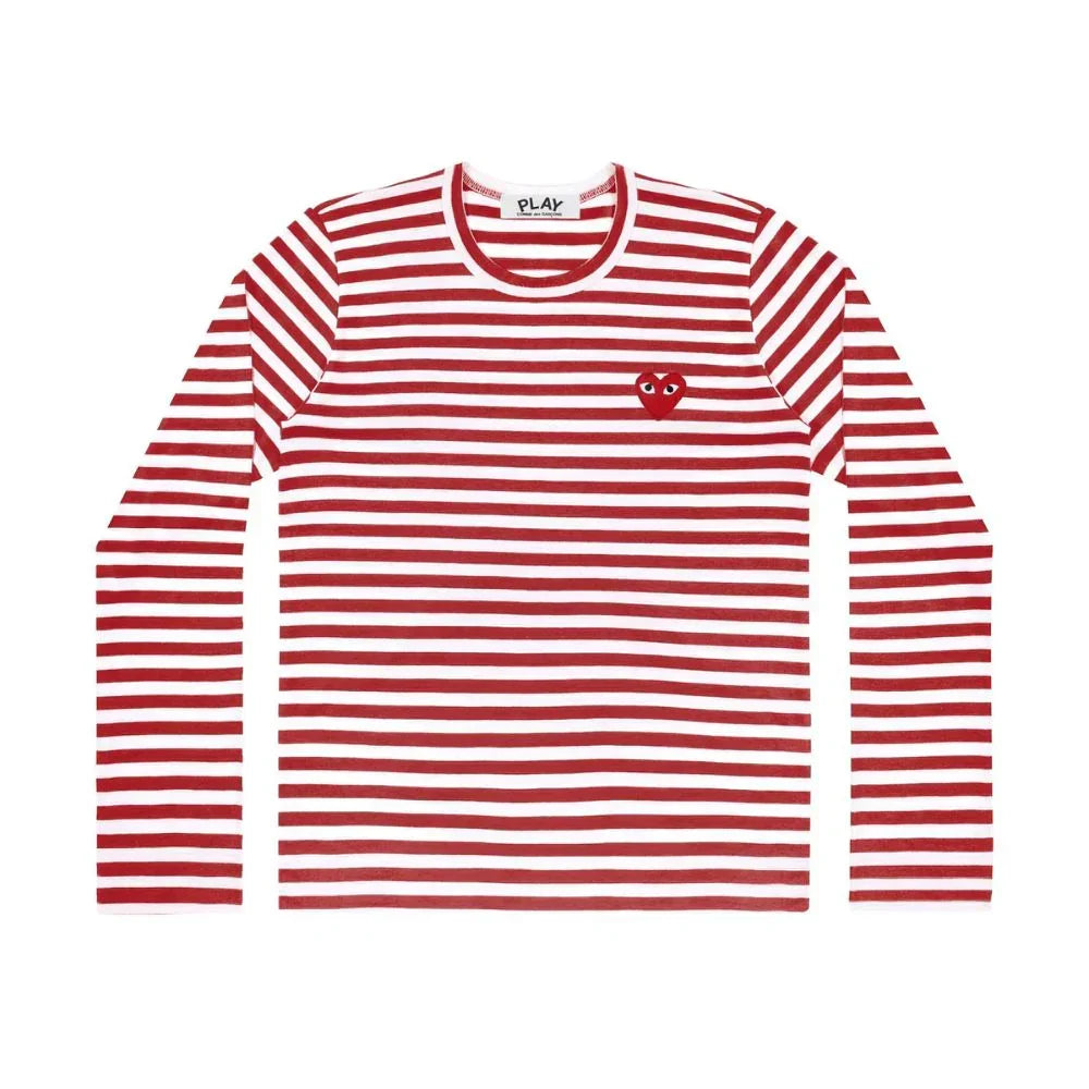 Comme des Garçons Play Striped Longsleeve Red Heart Emblem Red — image 1