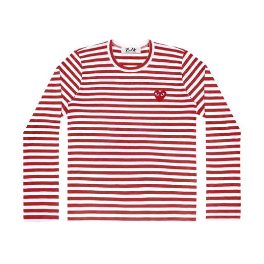 Comme des Garçons Play Striped Longsleeve Red Heart Emblem Red — image 1