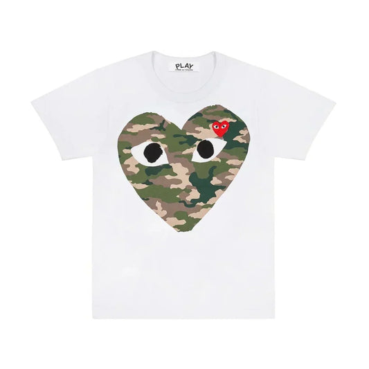 Comme des Garçons Play Camouflage Heart T-Shirt Red Heart White — image 1