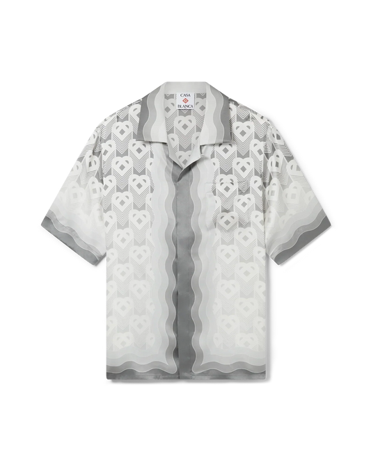 Gradient Heart Monogram Short Sleeve Silk Shirt — image 1