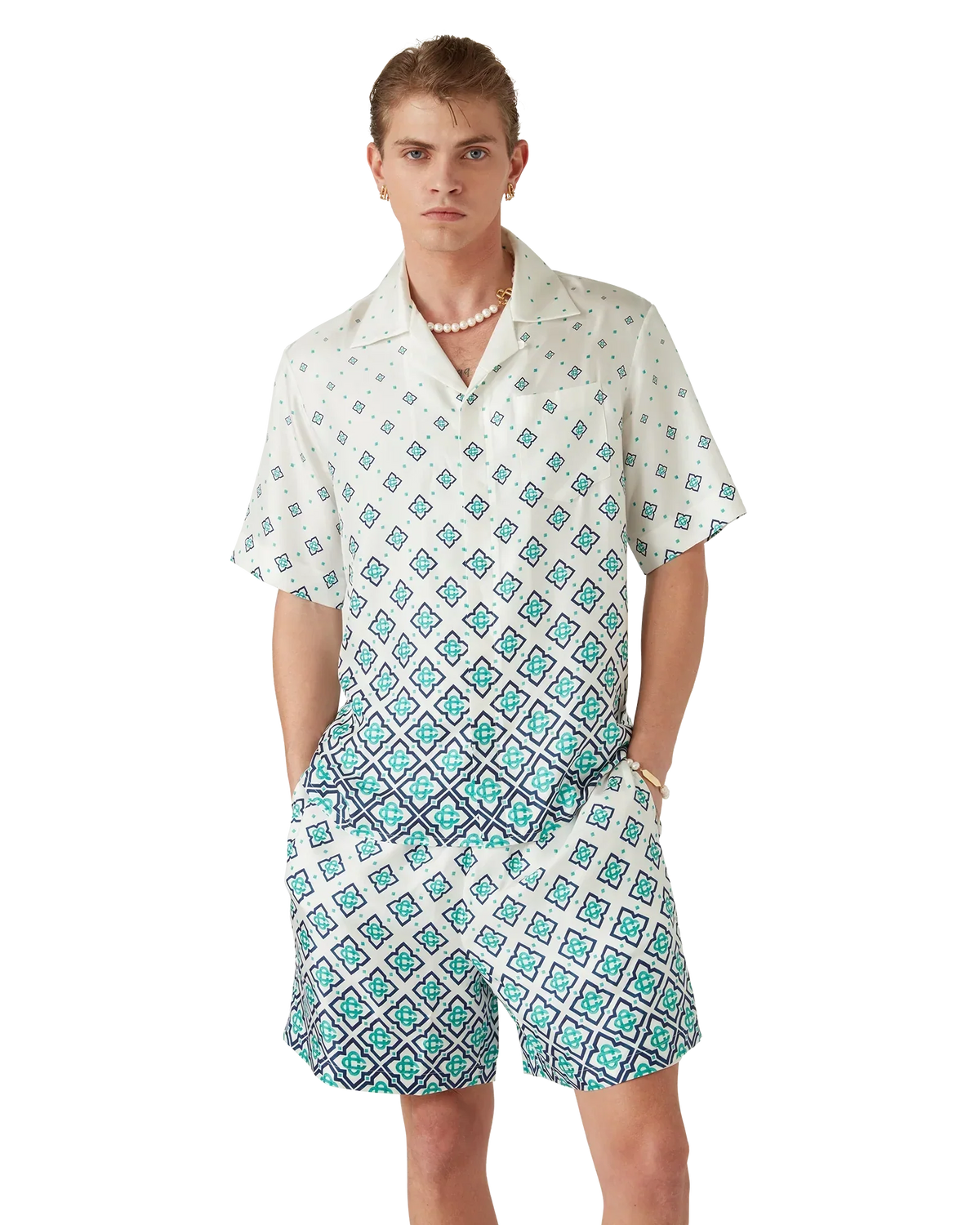 Gradient Monogram Short Sleeve Silk Shirt — image 8
