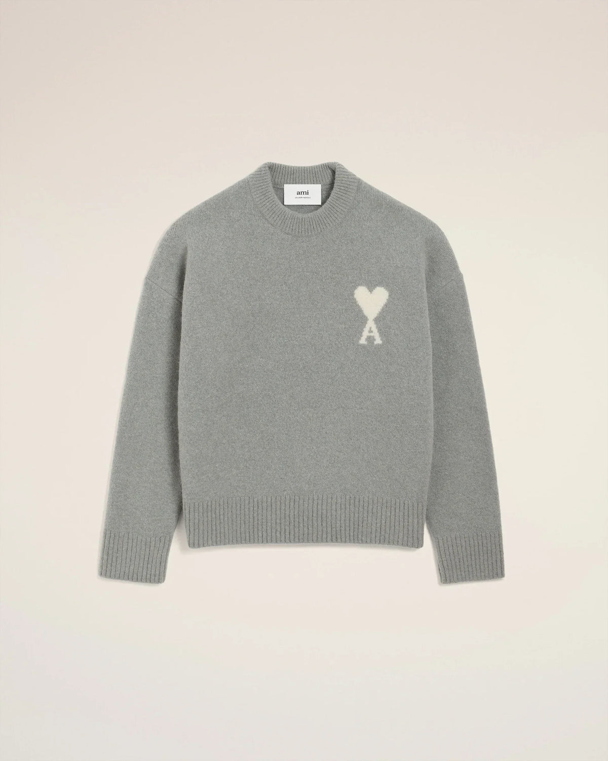 Pull Ami Paris Gris Clair Blanc — image 1