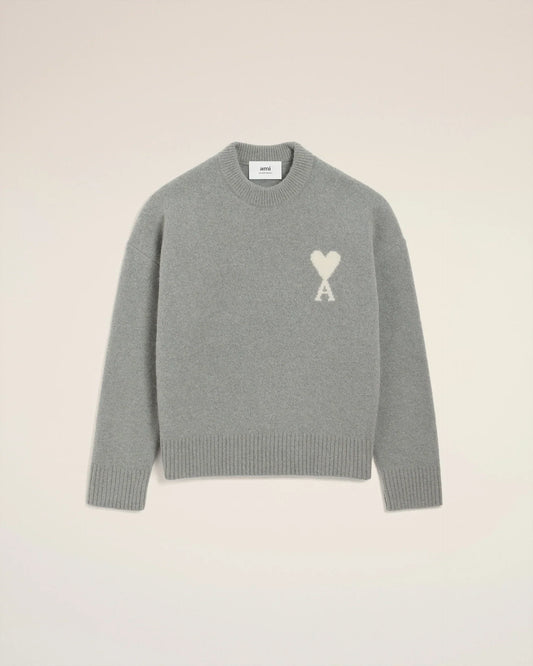 Pull Ami Paris Gris Clair Blanc — image 1