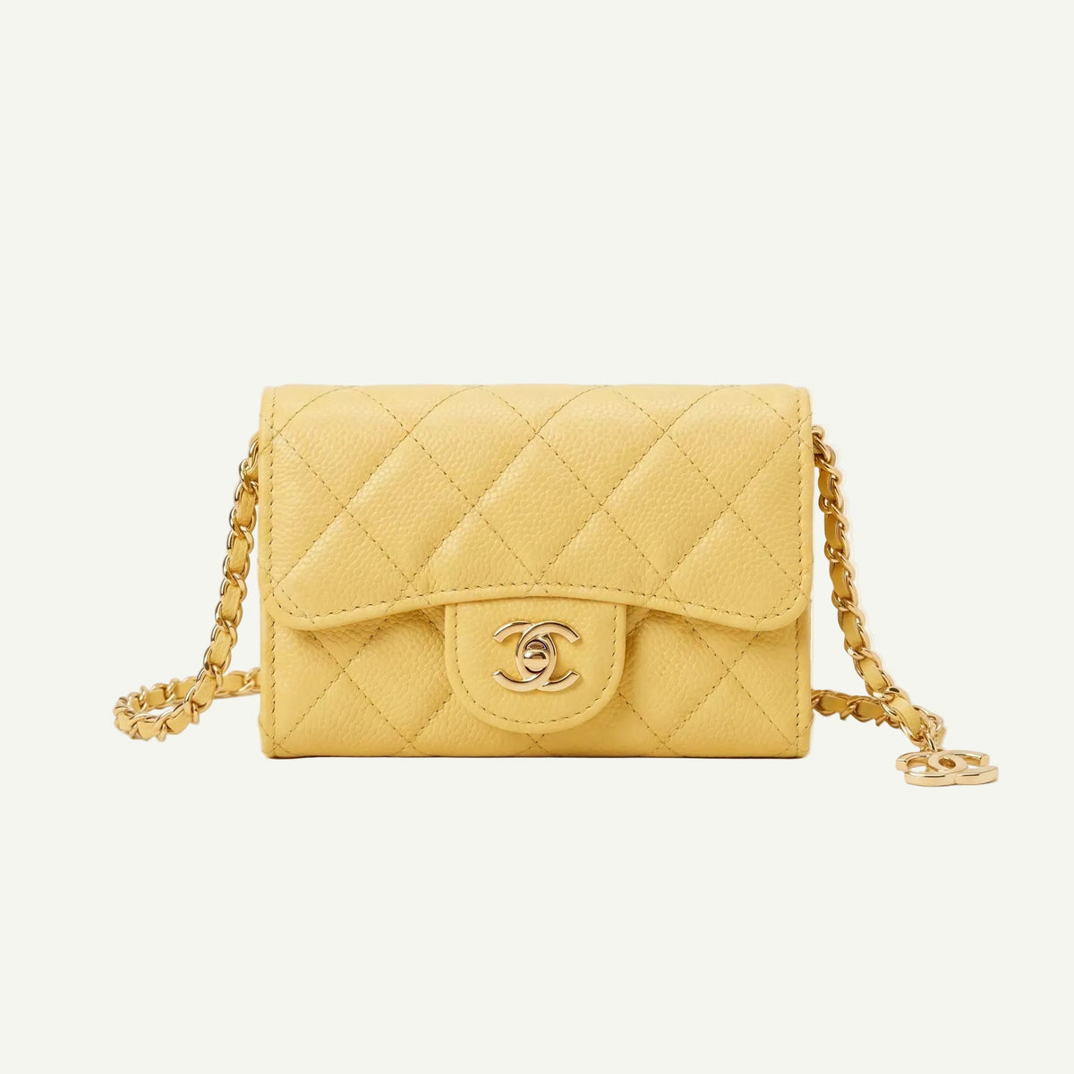 Pochette à Chaîne Matelassée - Jaune — image 1