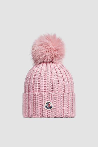 Bonnet Moncler avec pompon Rose — image 1