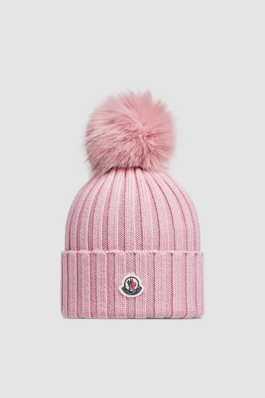 Bonnet Moncler avec pompon Rose — image 1