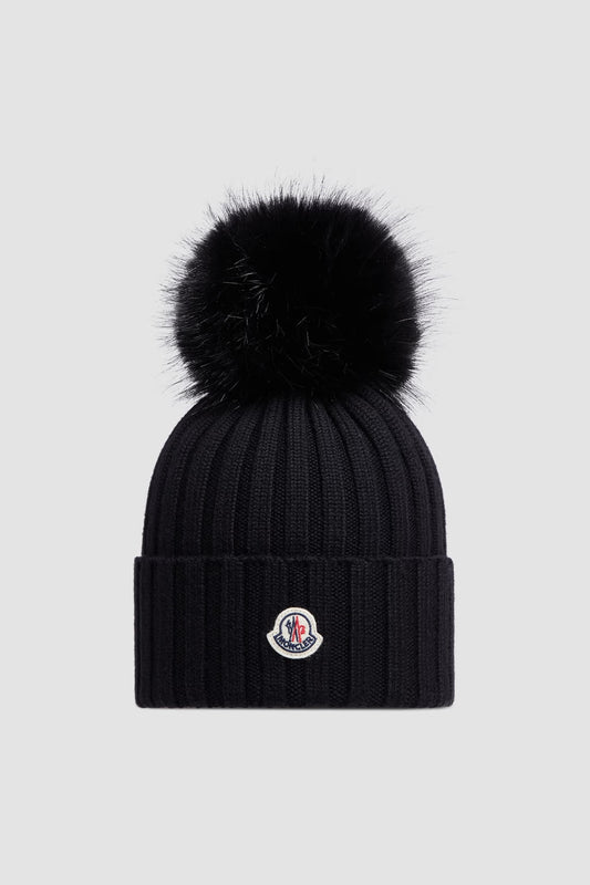 Bonnet Moncler avec pompon Noir — image 1