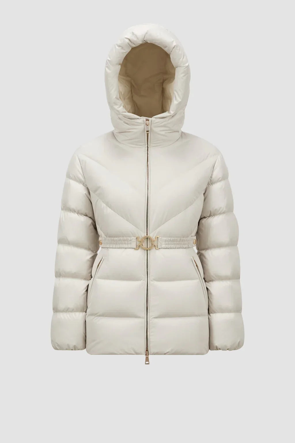 Doudoune courte Brosse à capuche et matelassage diagonal Moncler Blanc – photo 2