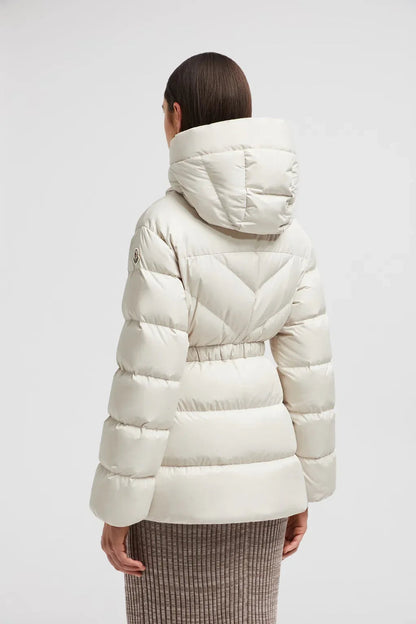Doudoune courte Brosse à capuche et matelassage diagonal Moncler Blanc – photo 3