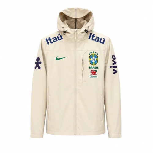 Veste Imperméable Brésil Beige avec capuche et fermeture zippée