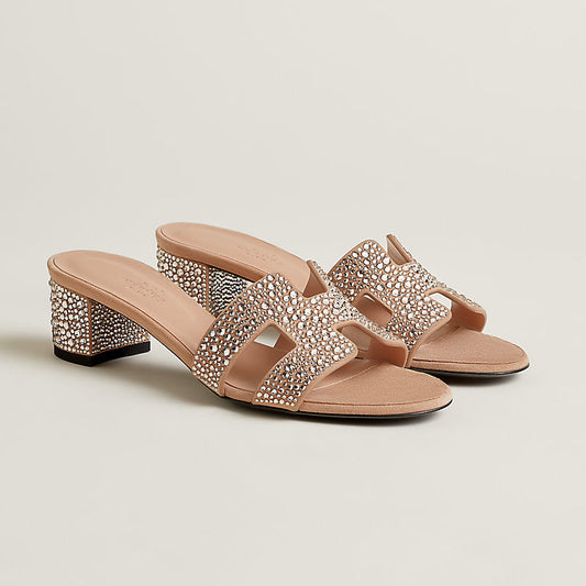 Sandales Oasis - Beige Perlino Strass — image 1