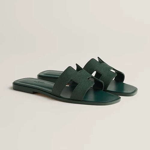 Hermes - Claquettes Vert Bouteille — image 1